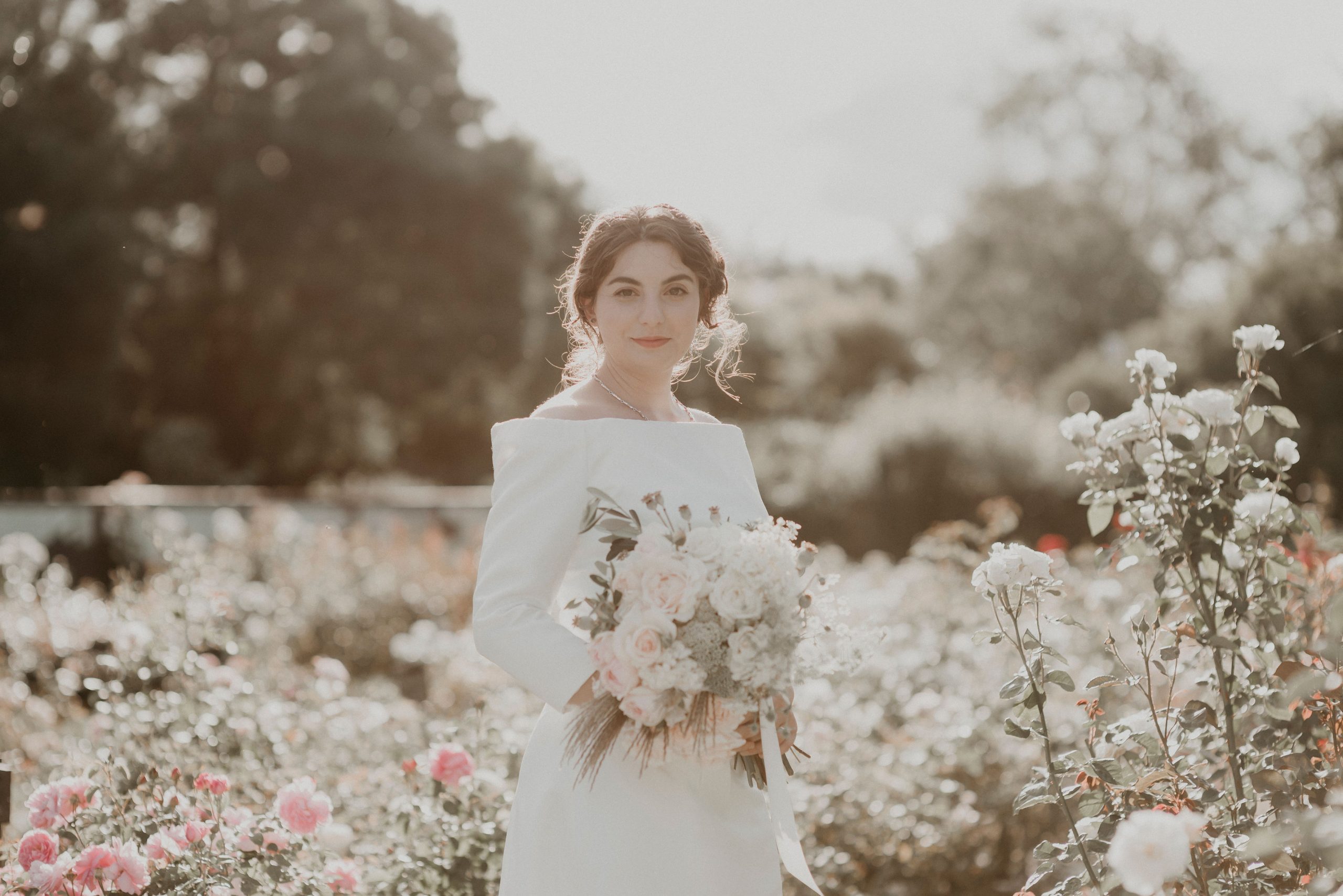 Prints and Albums for your elopement Bride-Sunkissed-Lets-Elope-Melbourne-Celebrant-Photography-Elopement-Package-Victoria-Sarah-Matler Photography Acre of Roses Rose Farm Wedding Photo