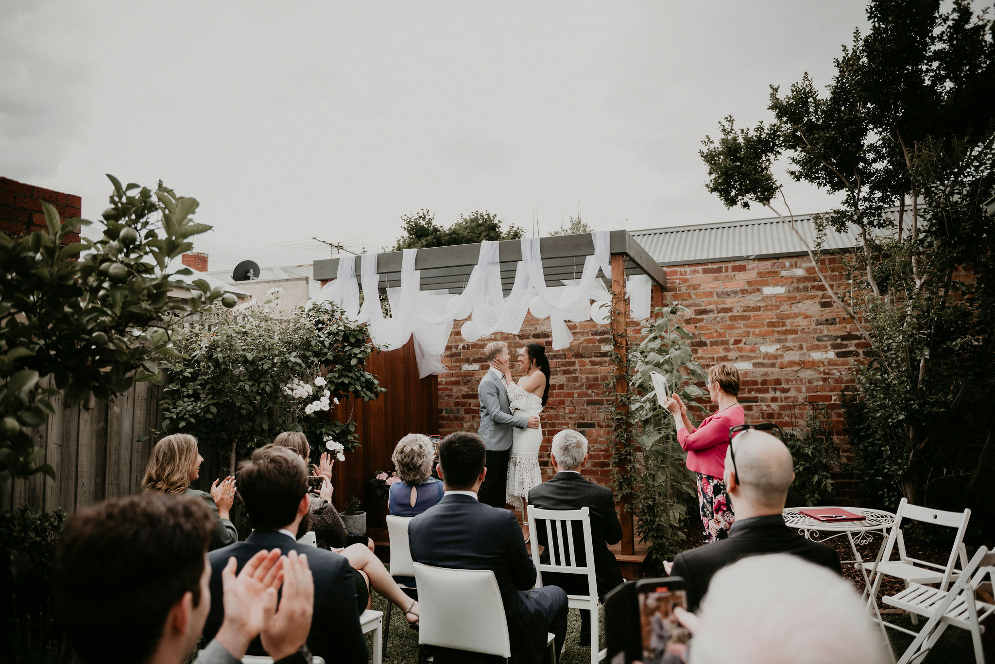 Intimate Wedding at Home Lets Elope Melbourne Celebrant Photographer Elopement Package Victoria Sarah Matler Photography Elope at Home Footscray weddings intimate